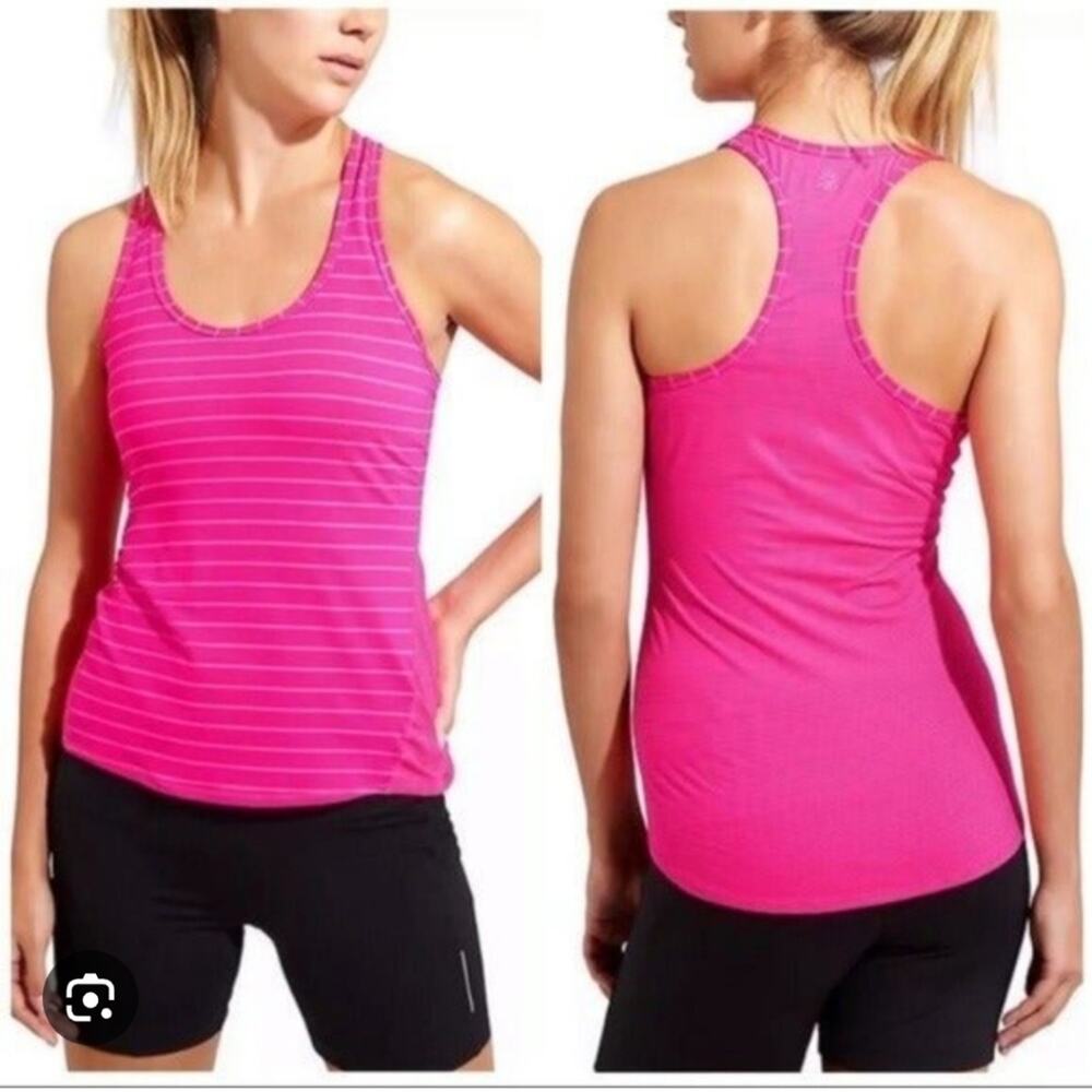Athleta Hot Pink Chi Striped Racerback Tank Top Size XS